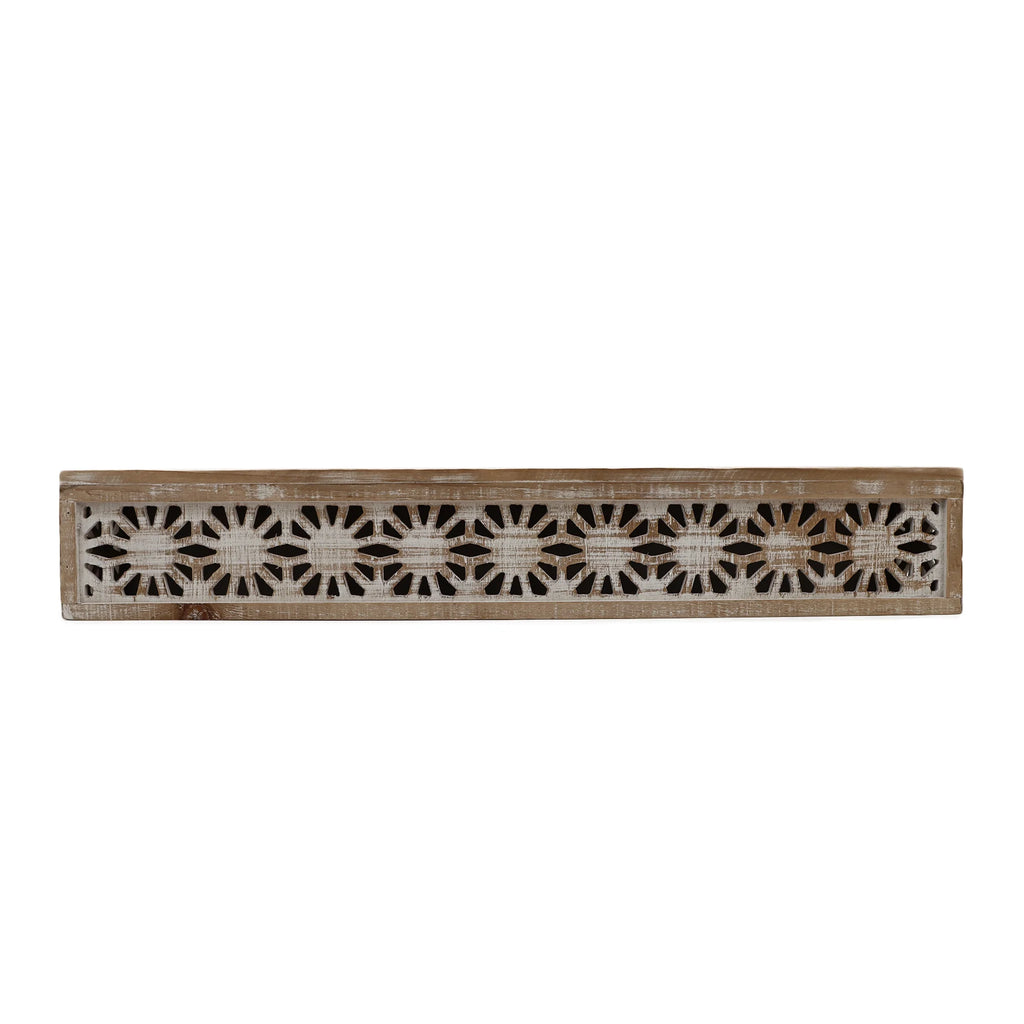 Hand-Carved Wooden Floral-Patterned Floating Wall Shelf Q732435