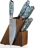 11-Piece Damascus Knife Block Set with Abalone Shell Handle Japanese VG10 Steel Chef Knife M2897