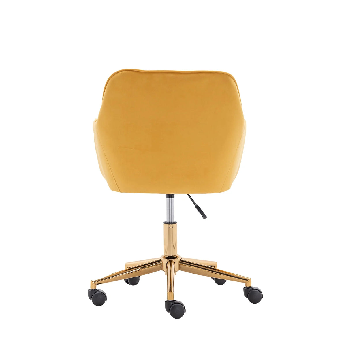 Yellow Velvet Adjustable Height Office Chair with Gold Metal Legs and Wheels G133