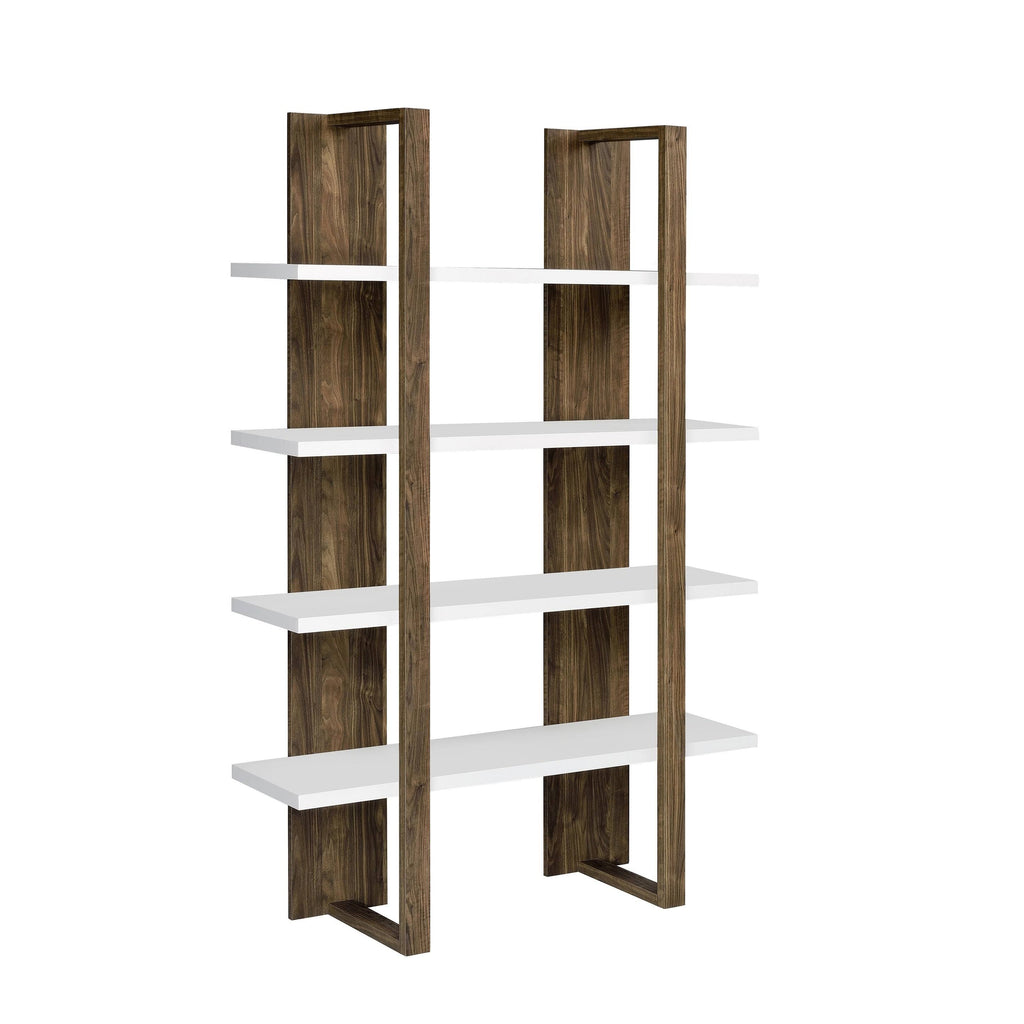 4-Shelf Two-Tone Bookcase Grey Driftwood Cement M94826