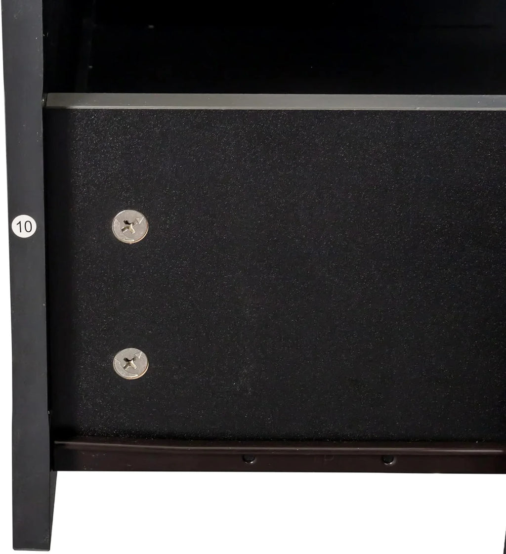 Black TV Stand with Storage Drawers and Open Shelves P869