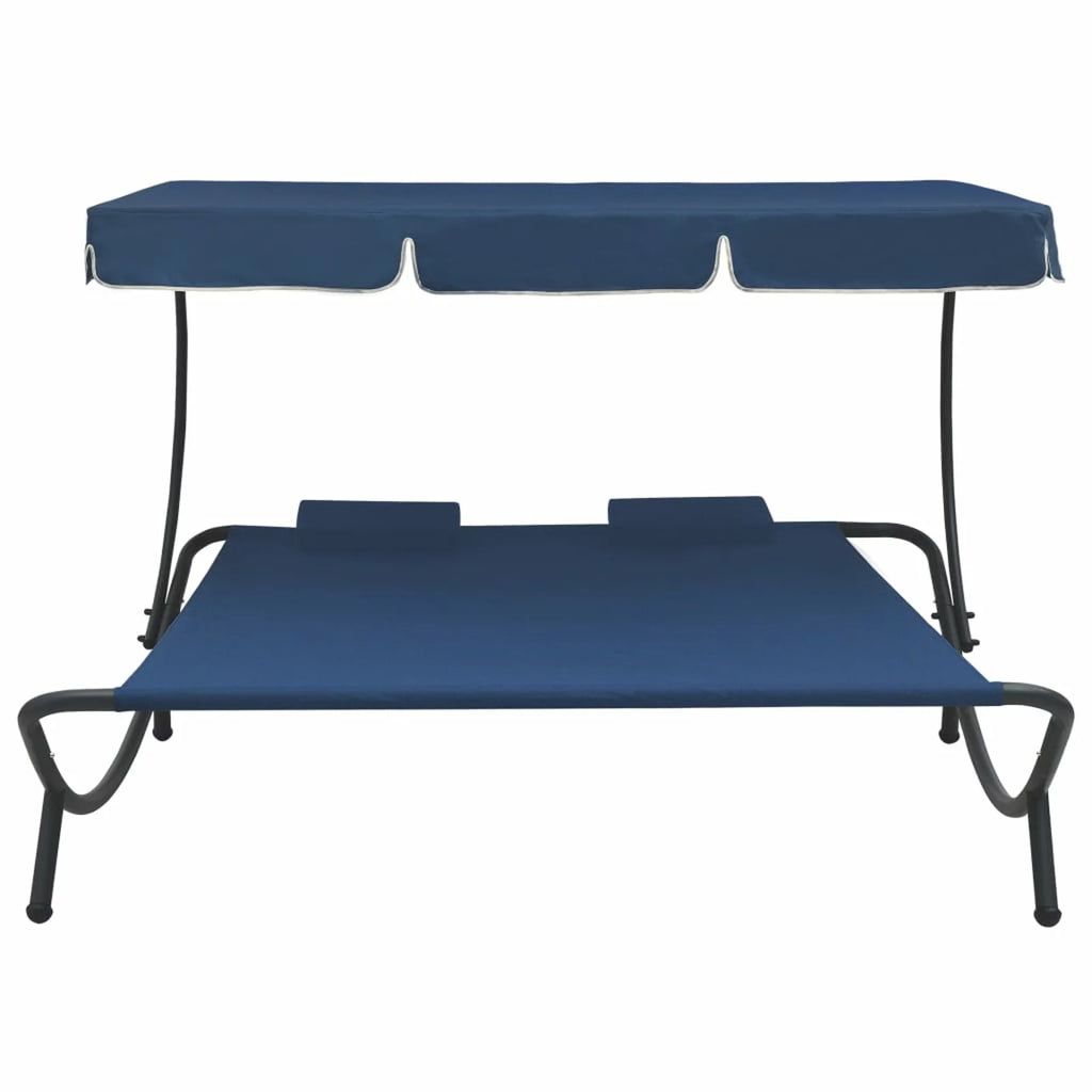 Blue Patio Bed with Canopy and Pillows J621