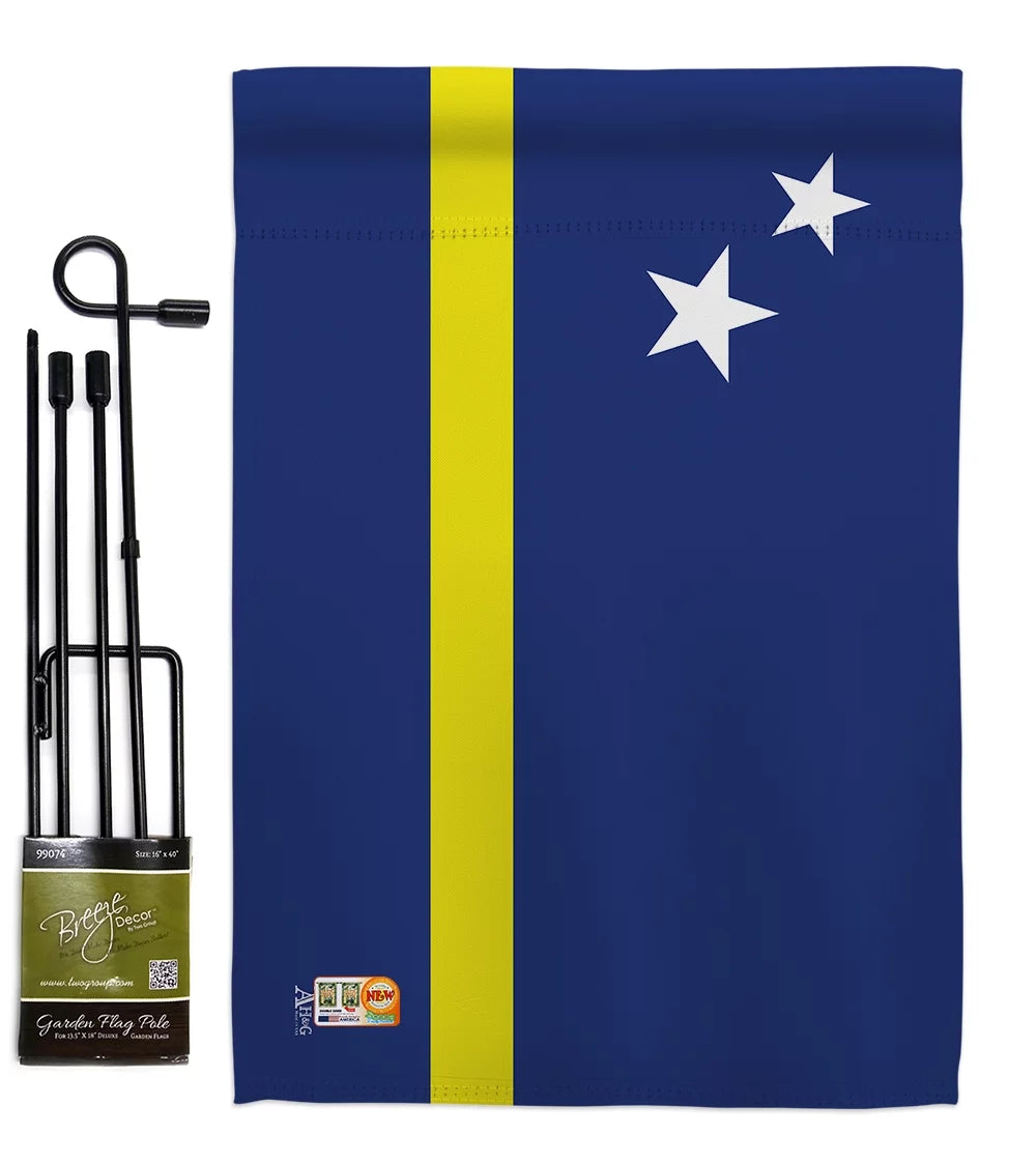 Flags of the World Double Sided Garden Flag Set Metal Pole S96346