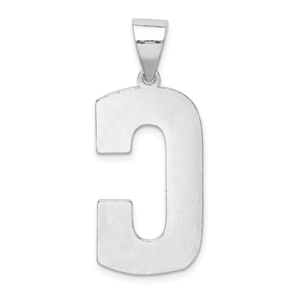 Sterling Silver Letter C Initial Charm Pendant with Rope Chain Necklace 20'' P53151