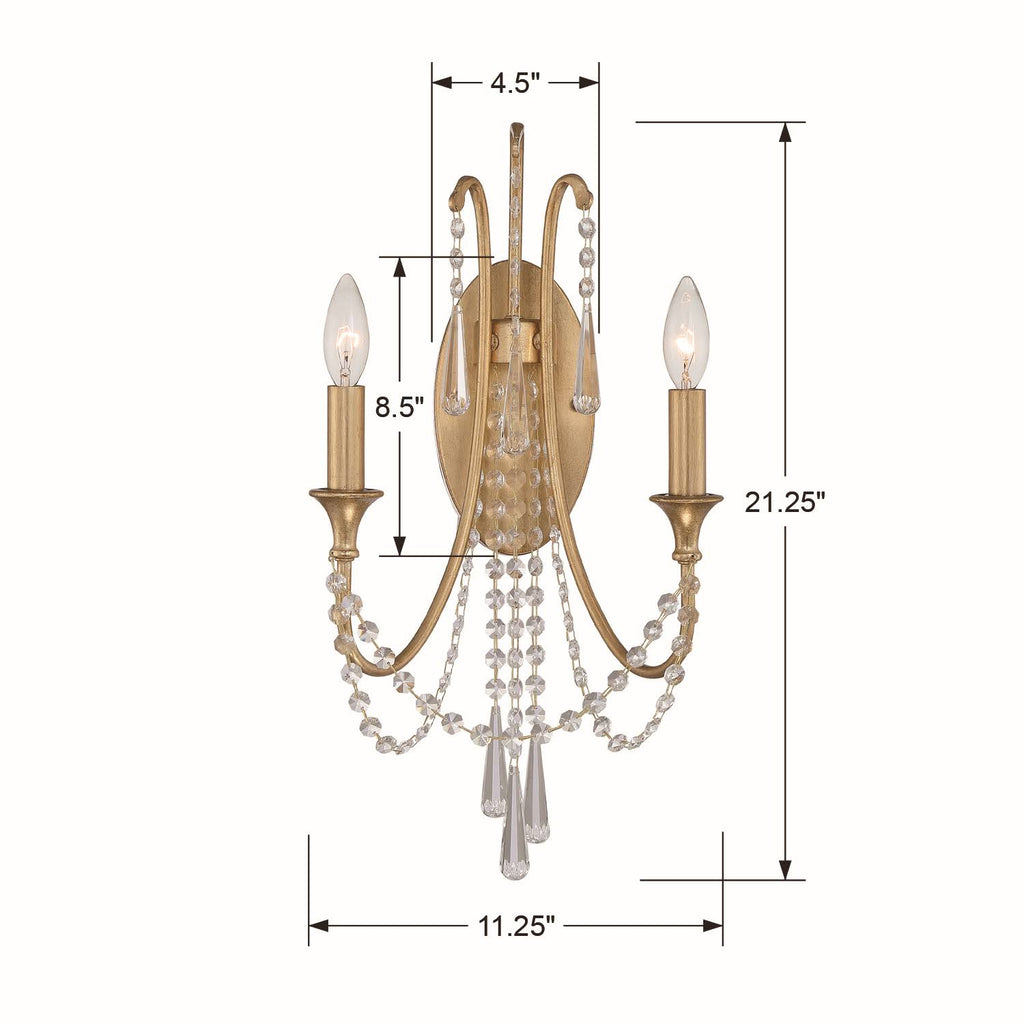 2 Light Antique Gold Wall Mount V810