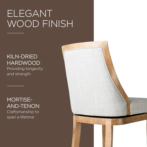 Weathered Oak Finish Sand Color Fabric Upholstered Counter Height Barstool, Set of 2 R704575