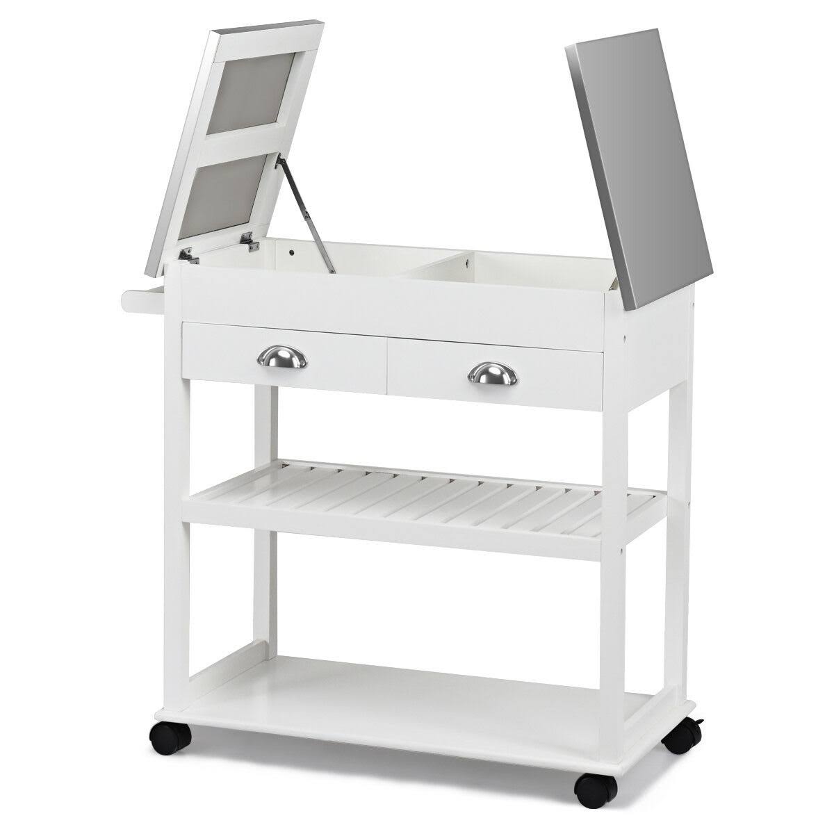 Stainless Steel Mobile Kitchen Cart with Drawers & Casters J69378