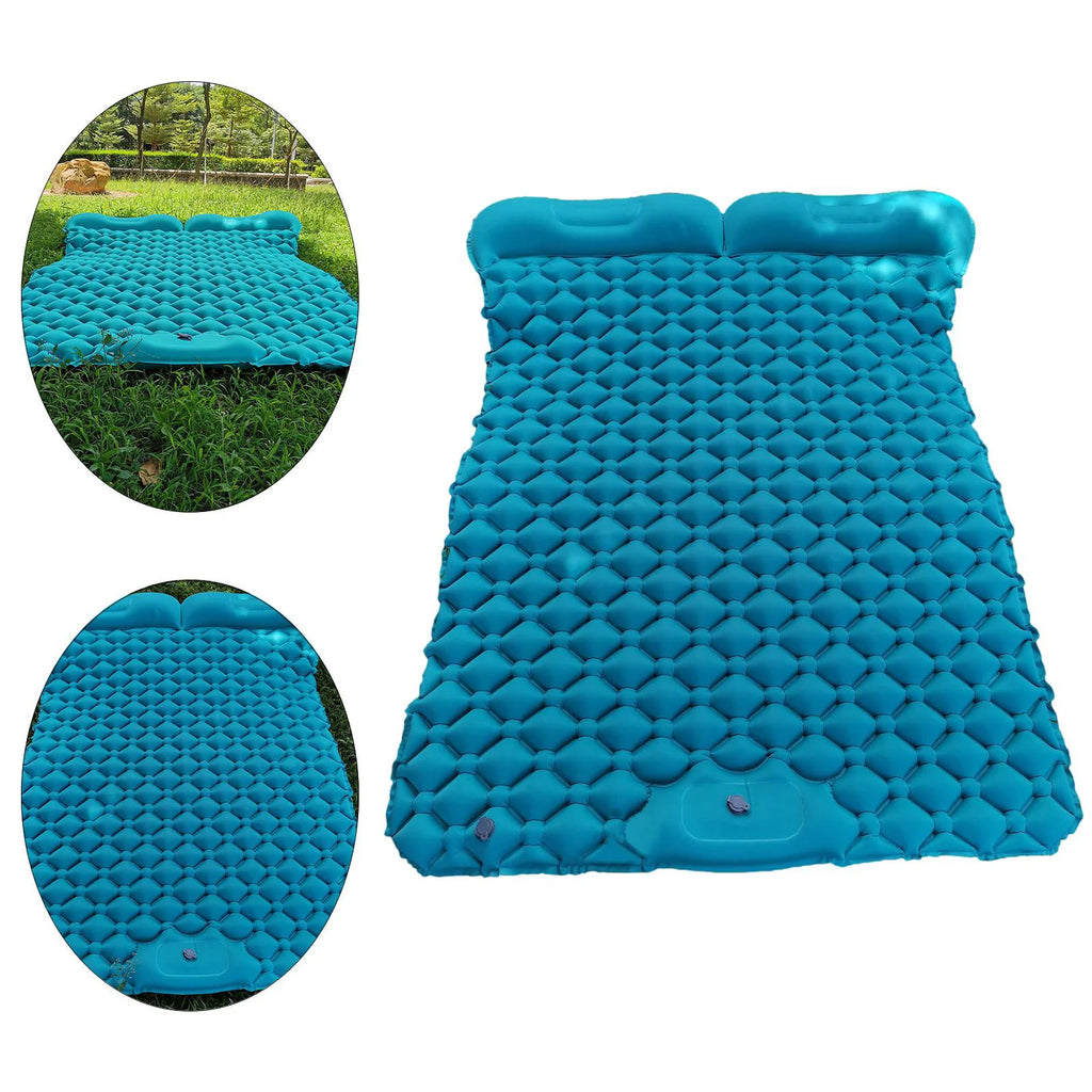 Blue Double Air Mattress with Pillow, 198X120X6cm D935
