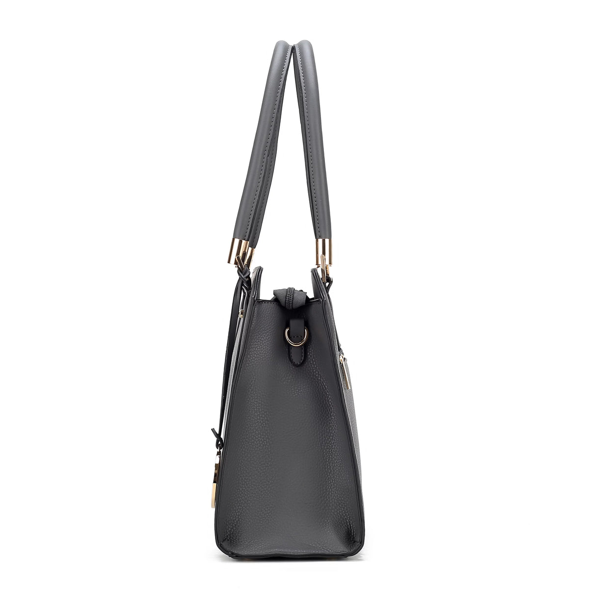 Pewter Vegan Leather Satchel Bag & Wristlet Wallet X525159