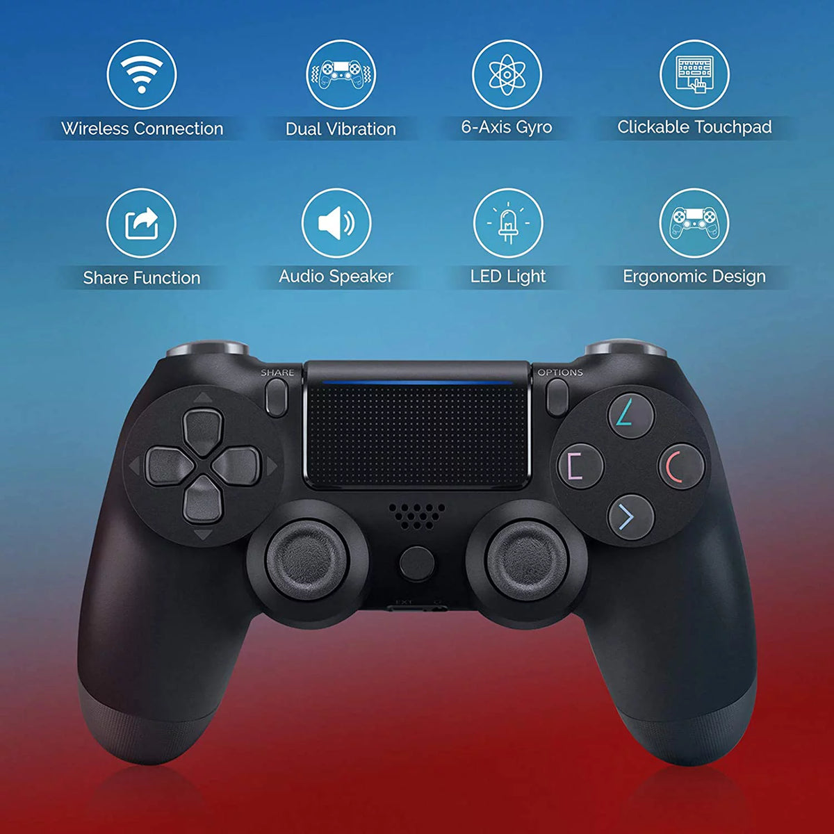 Wireless GamePad Controller with Built-In Speaker Gyro BlueTooth Slim Black Z338896