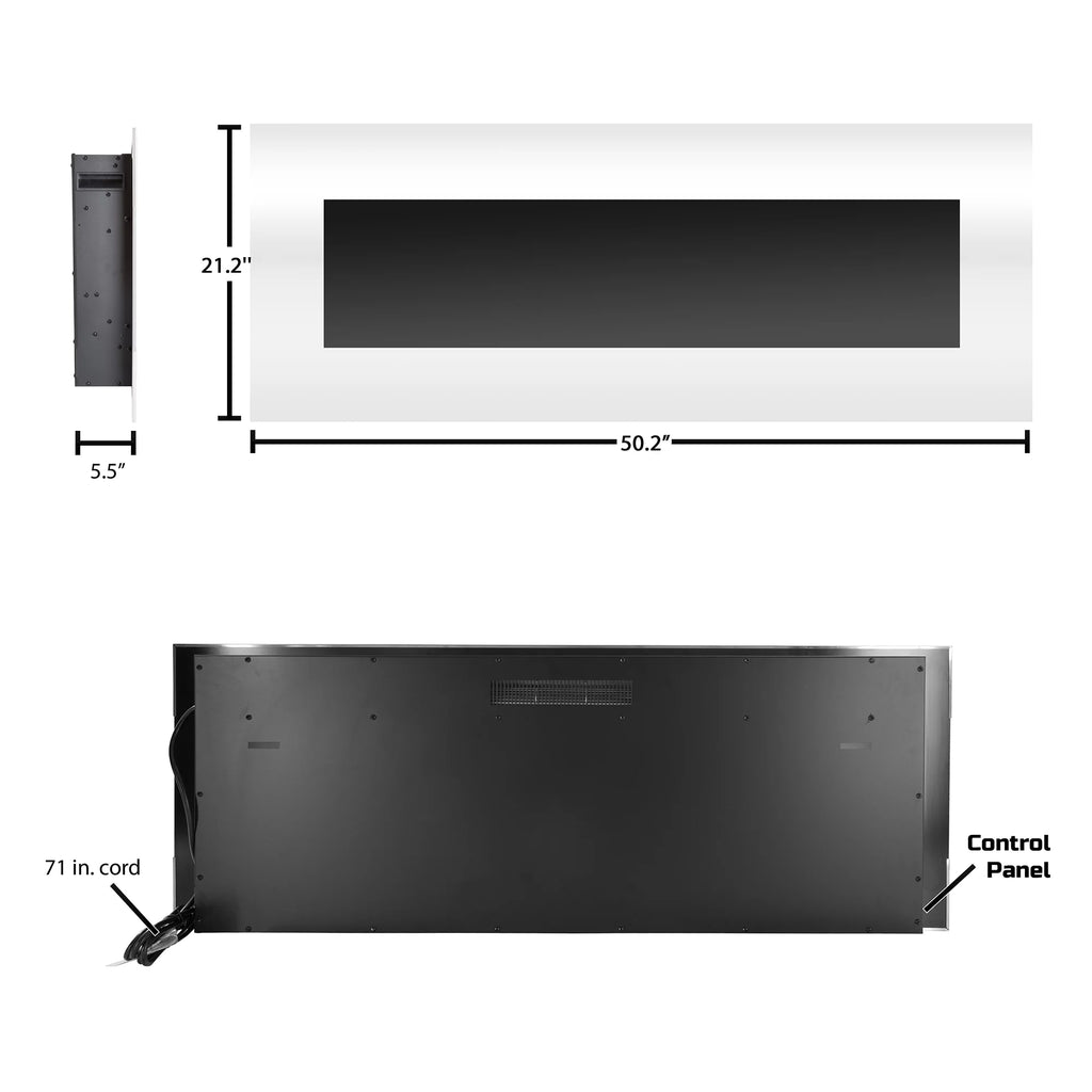 50-inch Wall Mounted Electric Fireplace with Remote White D495975