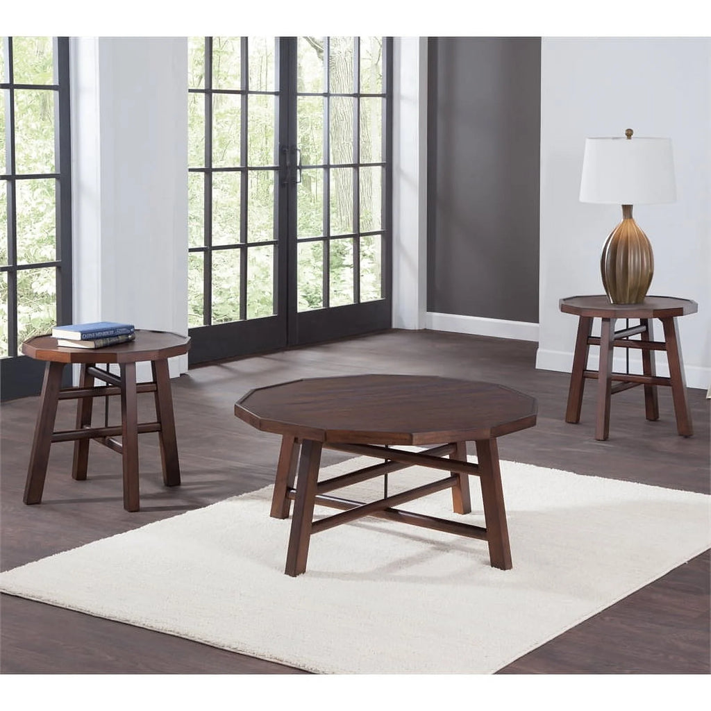 Burnt Caramel Finish Wood End Table V83942