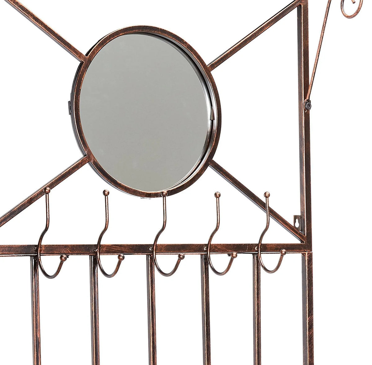 Copper Metal Storage Bench & Coat Rack with Mirror K22755