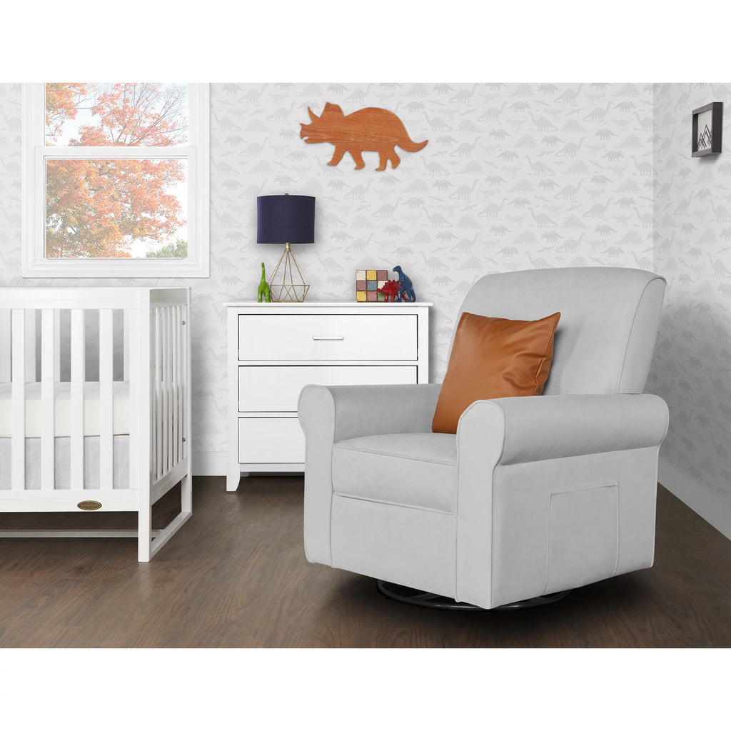 Gray Upholstered Swivel Glider T59043