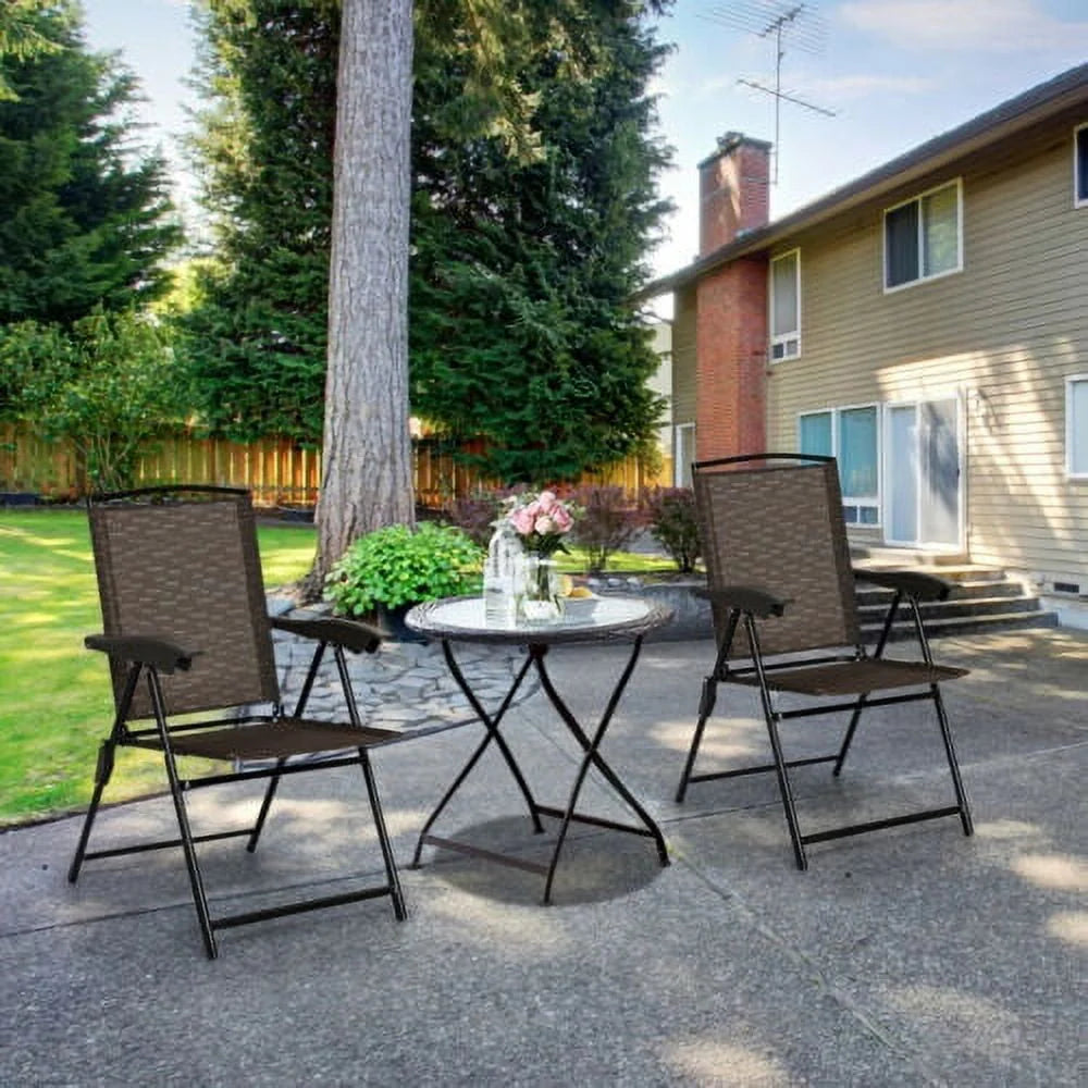 Set of 4 Folding Sling Chairs Steel Armrest L634