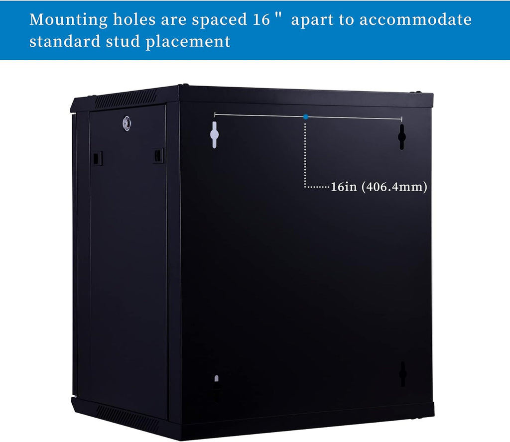 12U Wall Mount Server Cabinet Network Rack Enclosure, Black G66650