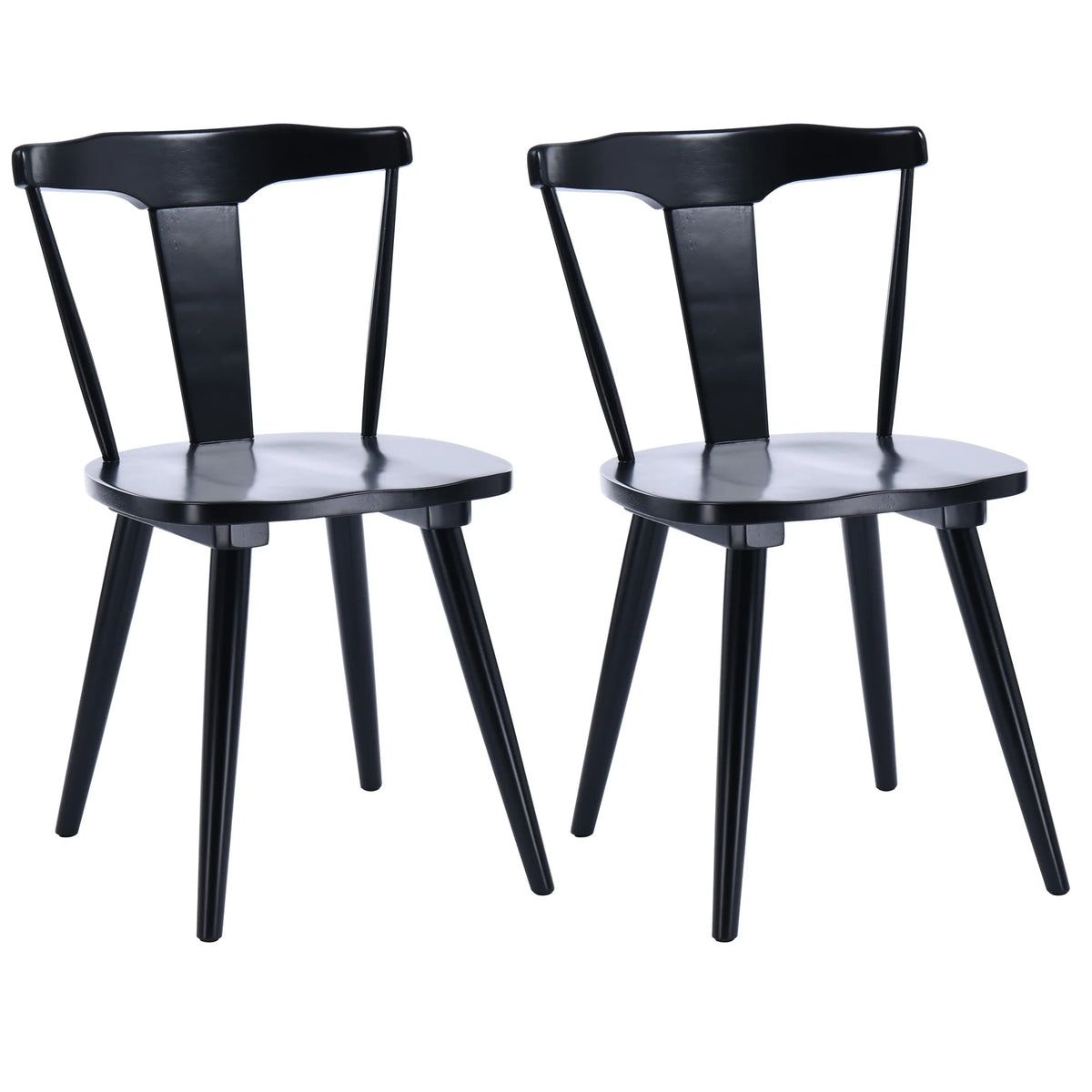 Black Wood Slat Back Dining Chair Set of 2 E309879