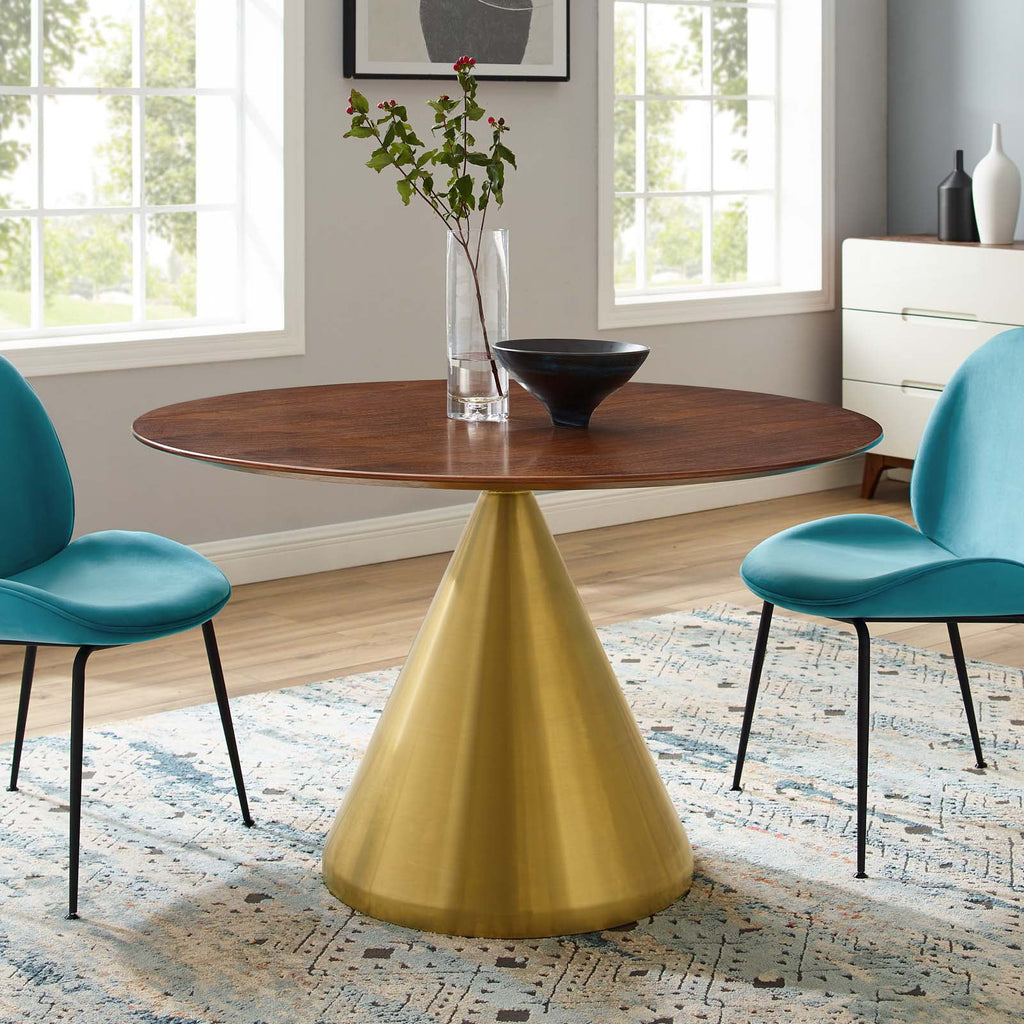 Round Wood Metal Dining Table K691247