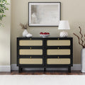 6 Drawer Wooden Dresser with Rattan Drawers L3229