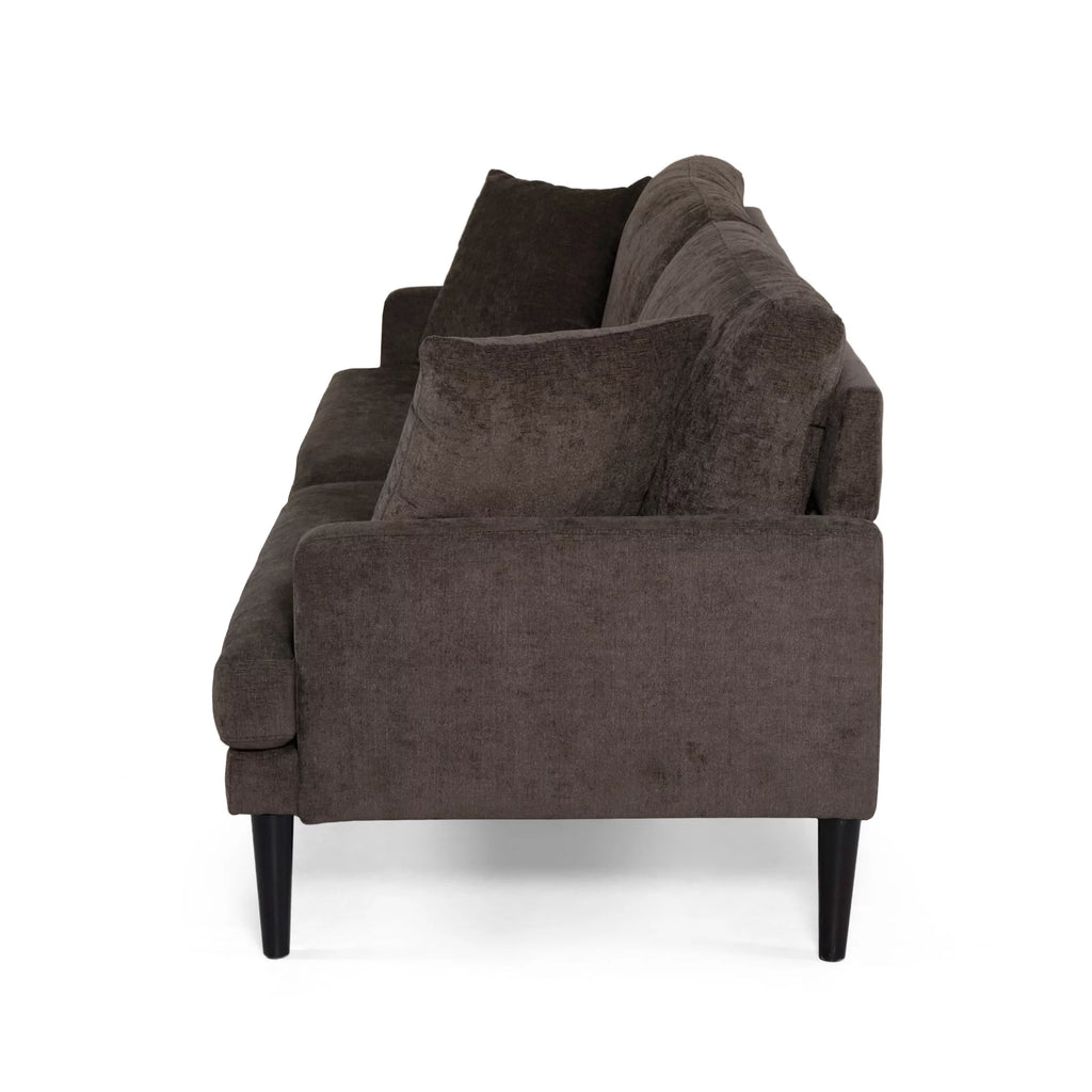 Brown 3 Seater Fabric Sofa with Accent Pillows E337