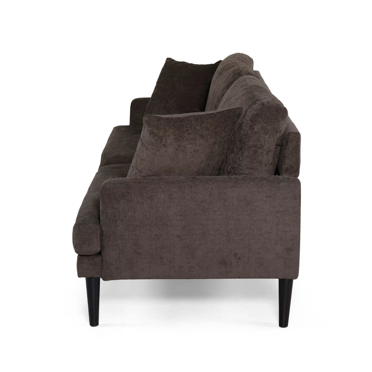 Brown 3 Seater Fabric Sofa with Accent Pillows E337