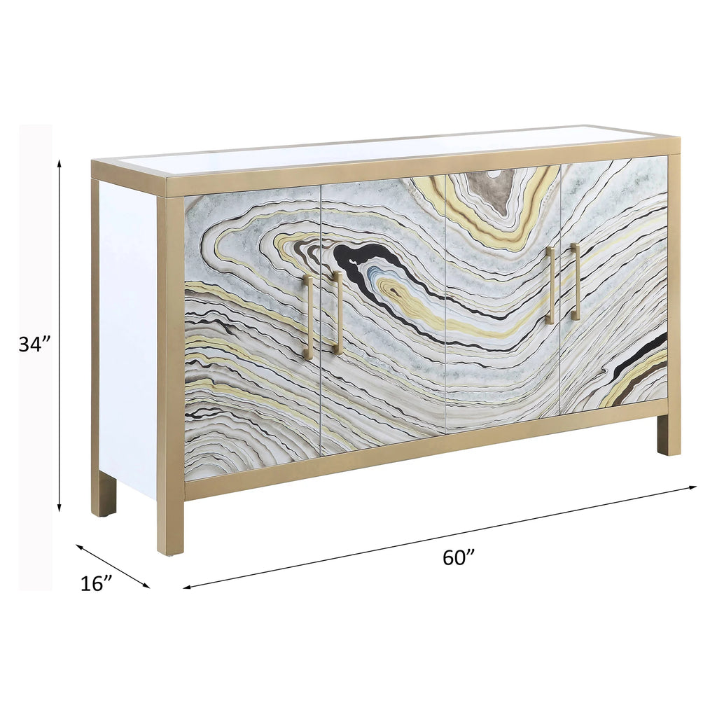 White and Gold Rectangular Console Table B354