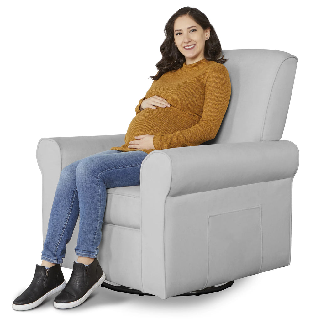 Gray Upholstered Swivel Glider T59043
