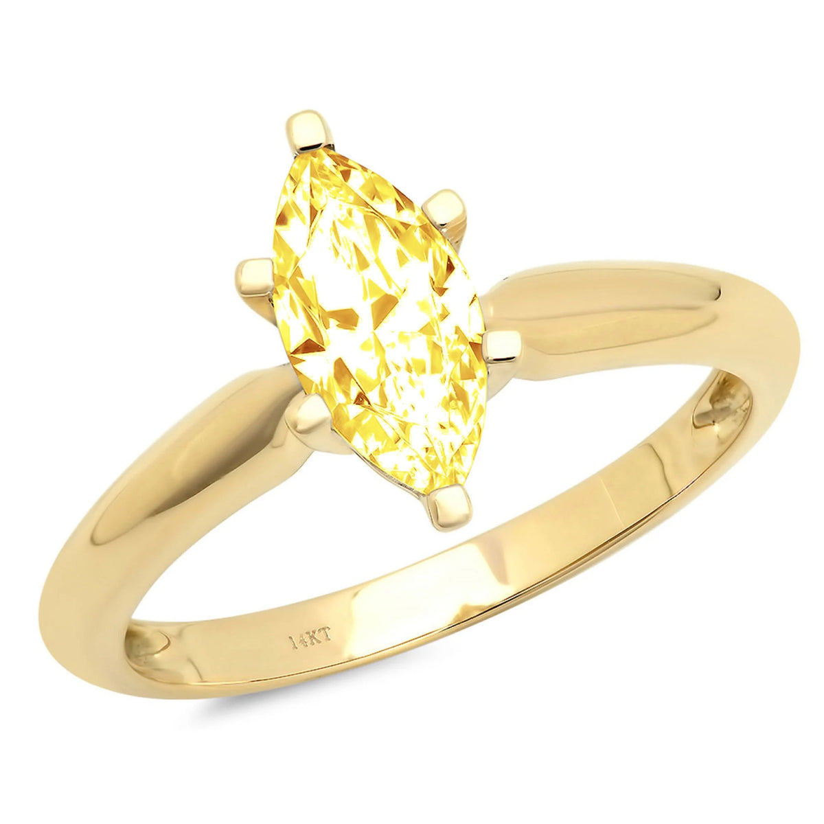 1.5ct Marquise Cut Yellow Simulated Diamond 18k Yellow Gold Ring Size 6.75 B815568