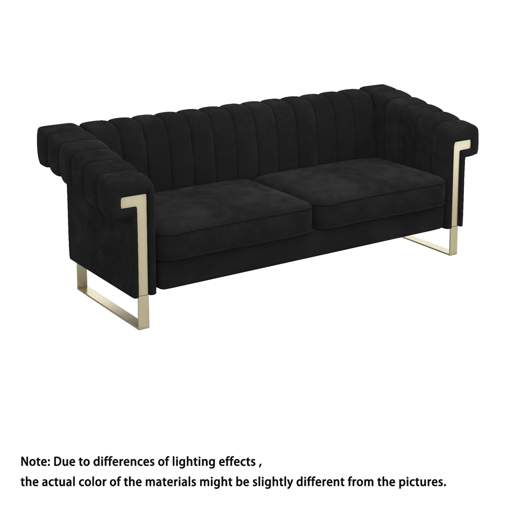 Blue Velvet Chesterfield Sofa with Gold Legs R2690