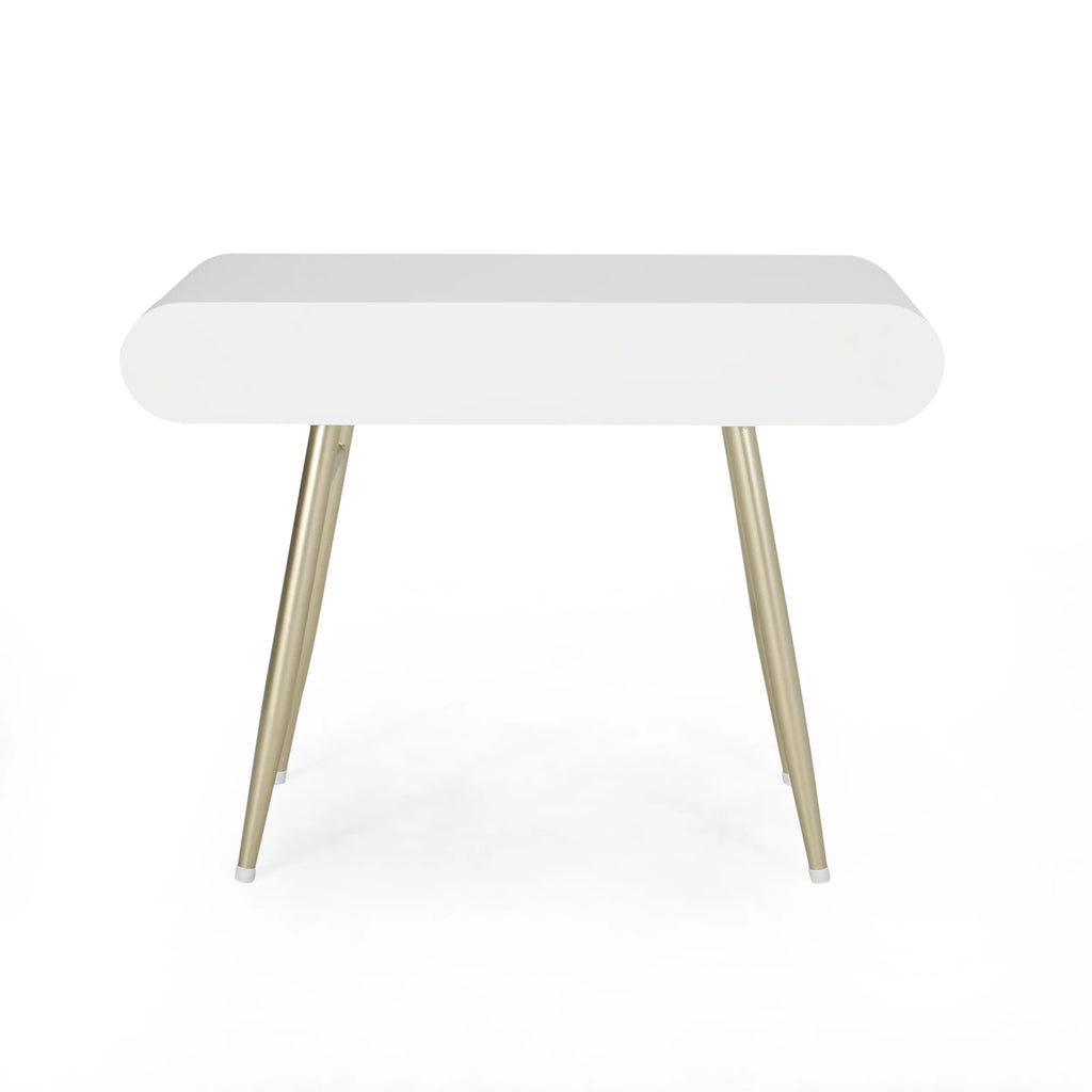 White and Champagne Gold Faux Wood Vanity Table V53637