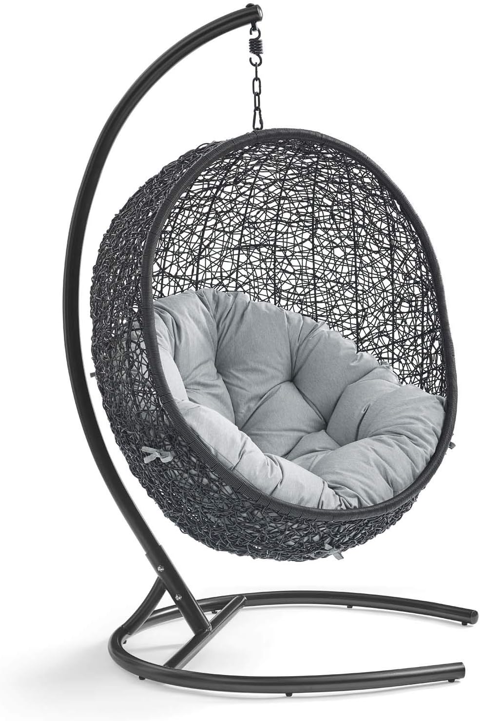 Beige Wicker Rattan Swing Chair with Stand O62863