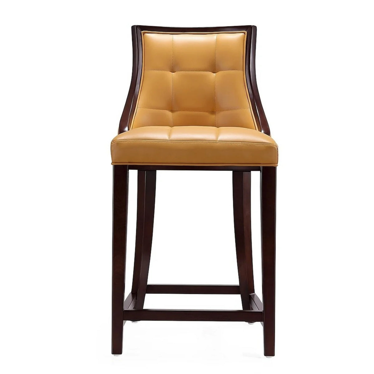 Camel and Dark Walnut Beech Wood Counter Height Bar Stool (Set of 2) N6892