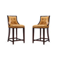 Camel and Dark Walnut Beech Wood Counter Height Bar Stool (Set of 2) N6892