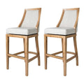 Weathered Oak Finish Sand Color Fabric Upholstered Counter Height Barstool, Set of 2 R704575