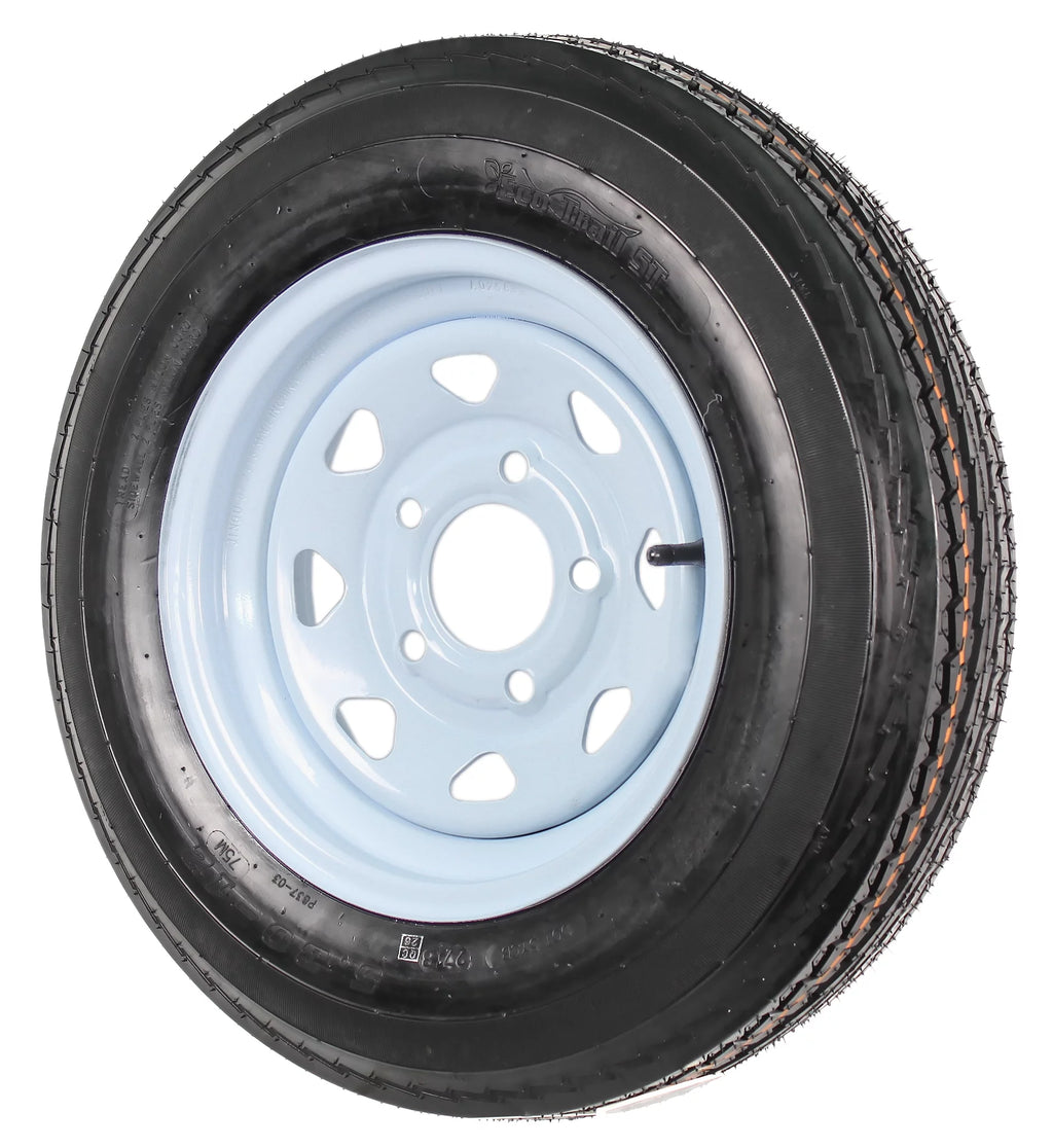 Two Trailer Tires On Rims 5.30-12 5 Hole White Spoke A807280