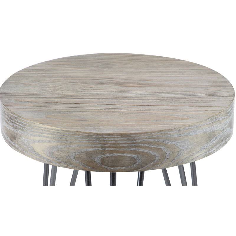 Brown Wood and Metal Accent Table H380