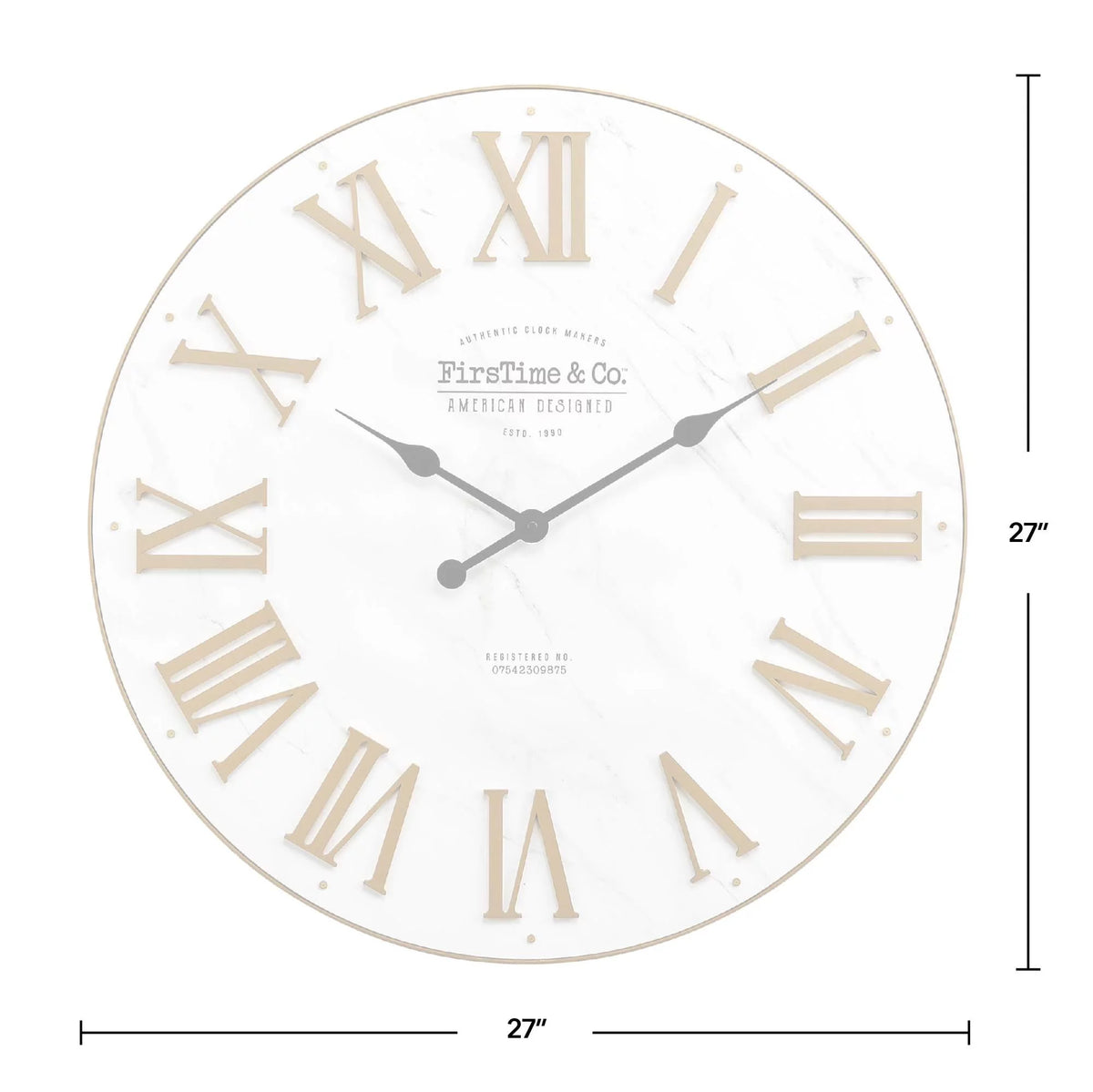 Gold and White Analog Wall Clock Q7944