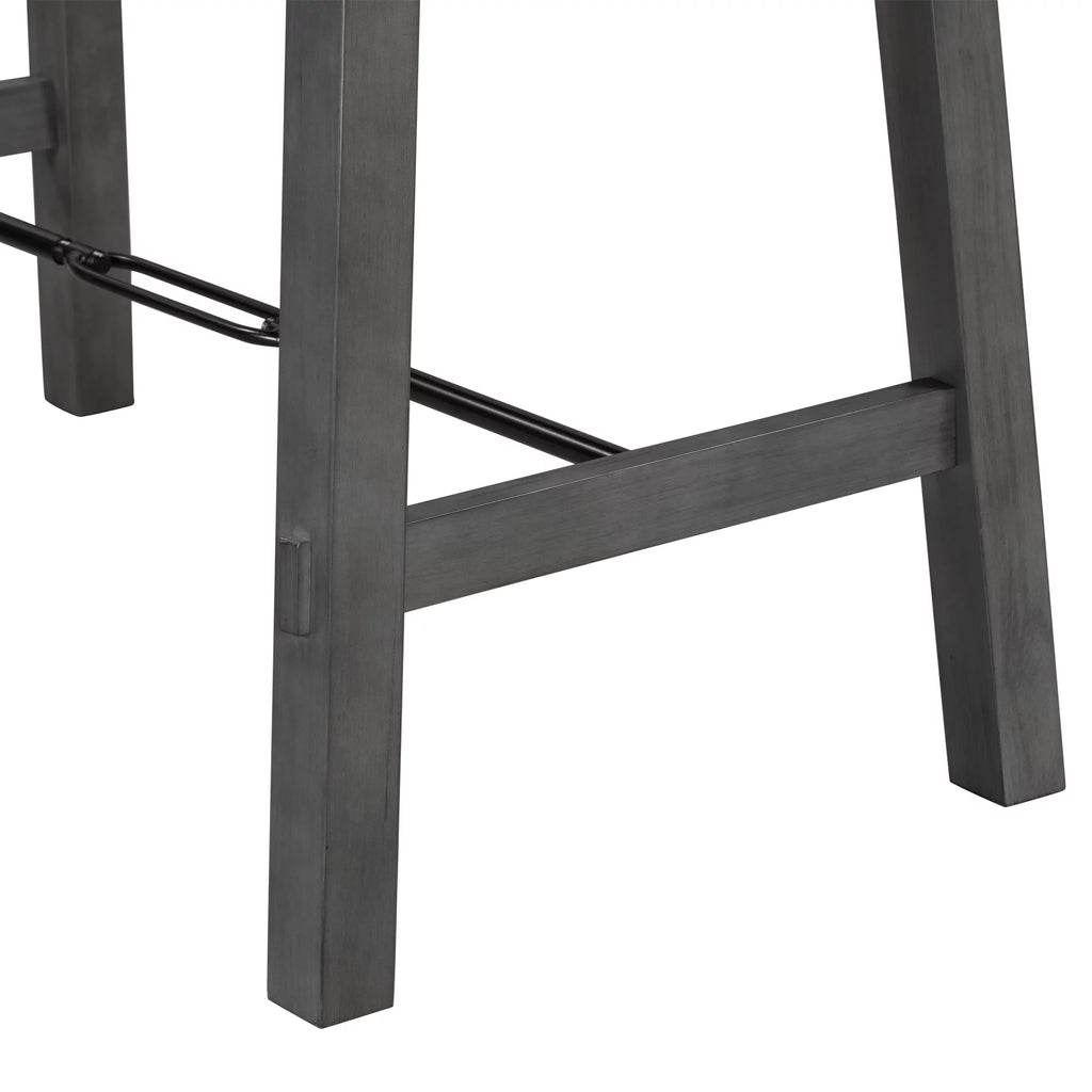 Counter Height Dining Table Solid Wood & Metal Gray F779941