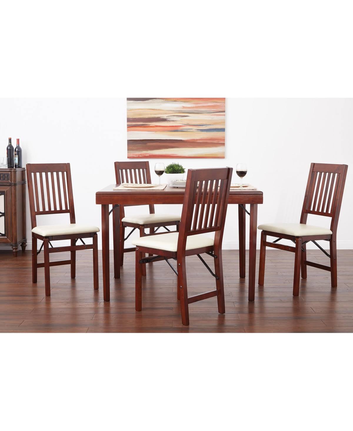 Solid Wood Folding Chair, Espresso/Red - 2 count H126964