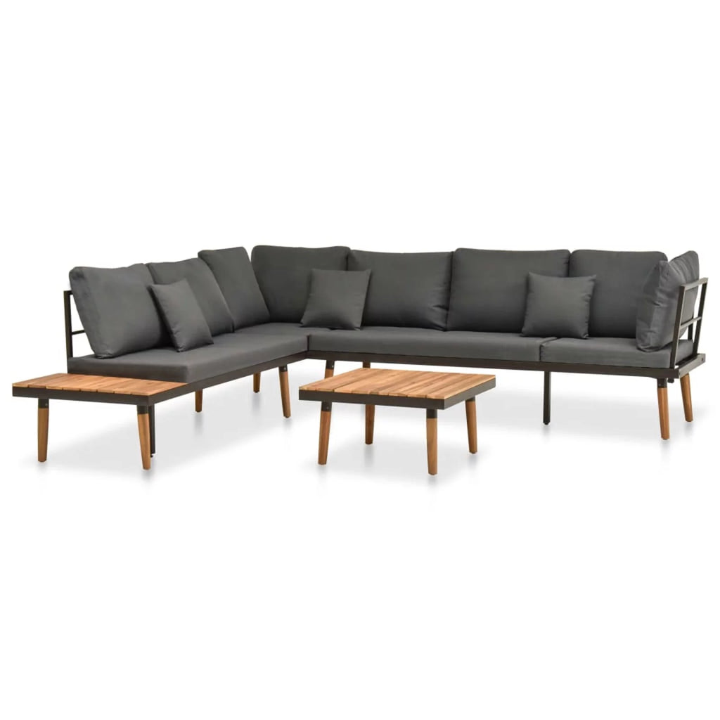 4 Piece Acacia Wood Patio Lounge Set with Cushions F8959