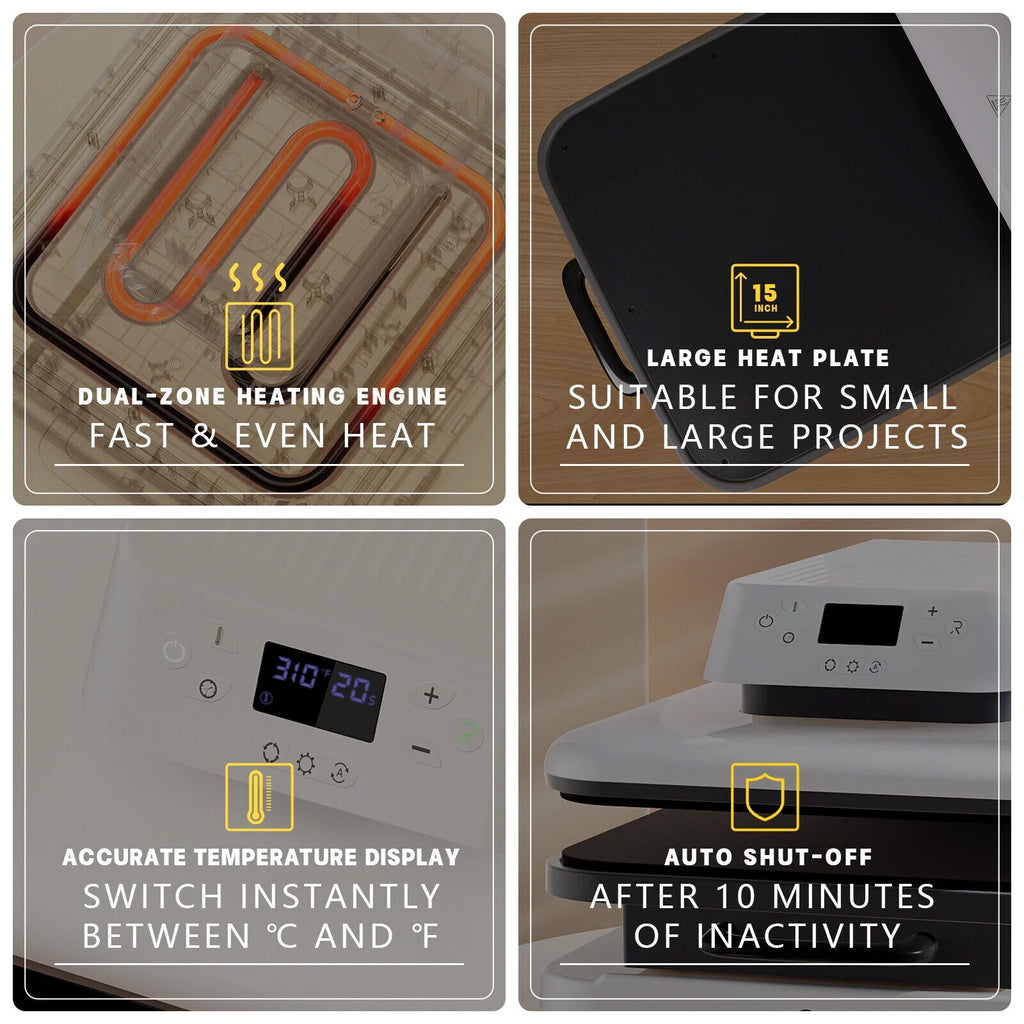1500W 15"x15" White Auto Heat Press Machine D396