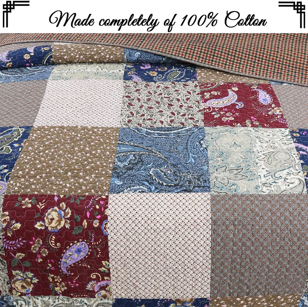 King 100% Cotton Patchwork Quilt Bedding Set A421638