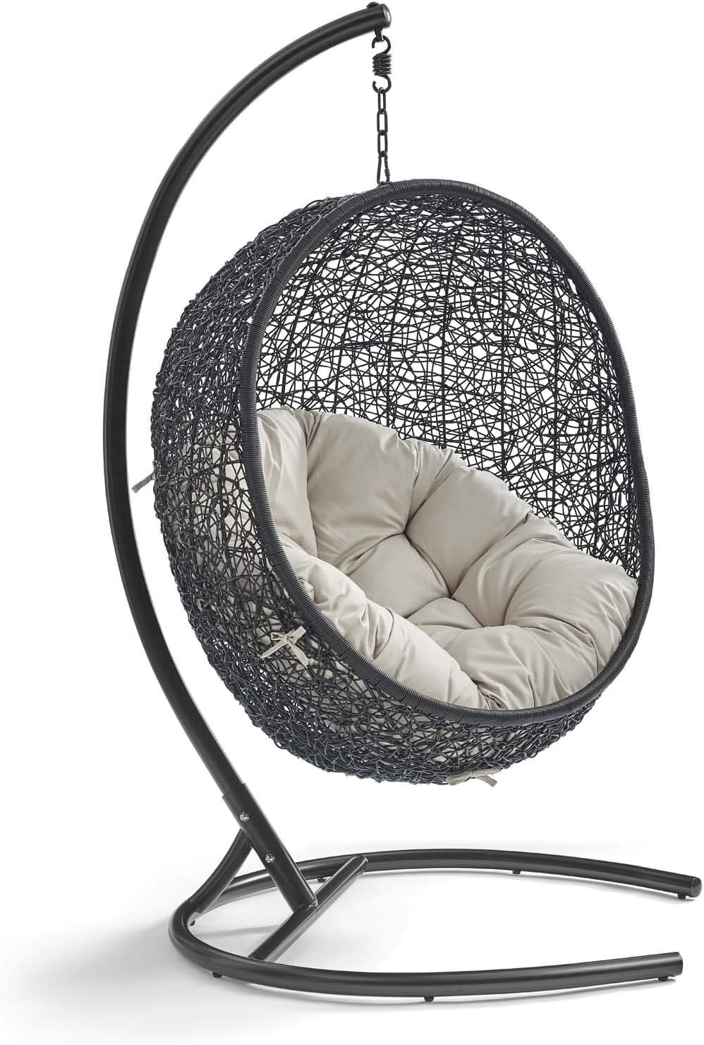 Beige Wicker Rattan Swing Chair with Stand O62863