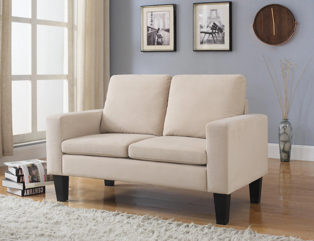 Beige Microfiber Loveseat B9376