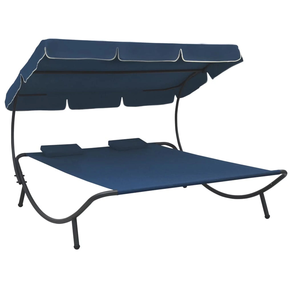 Blue Patio Bed with Canopy and Pillows J621
