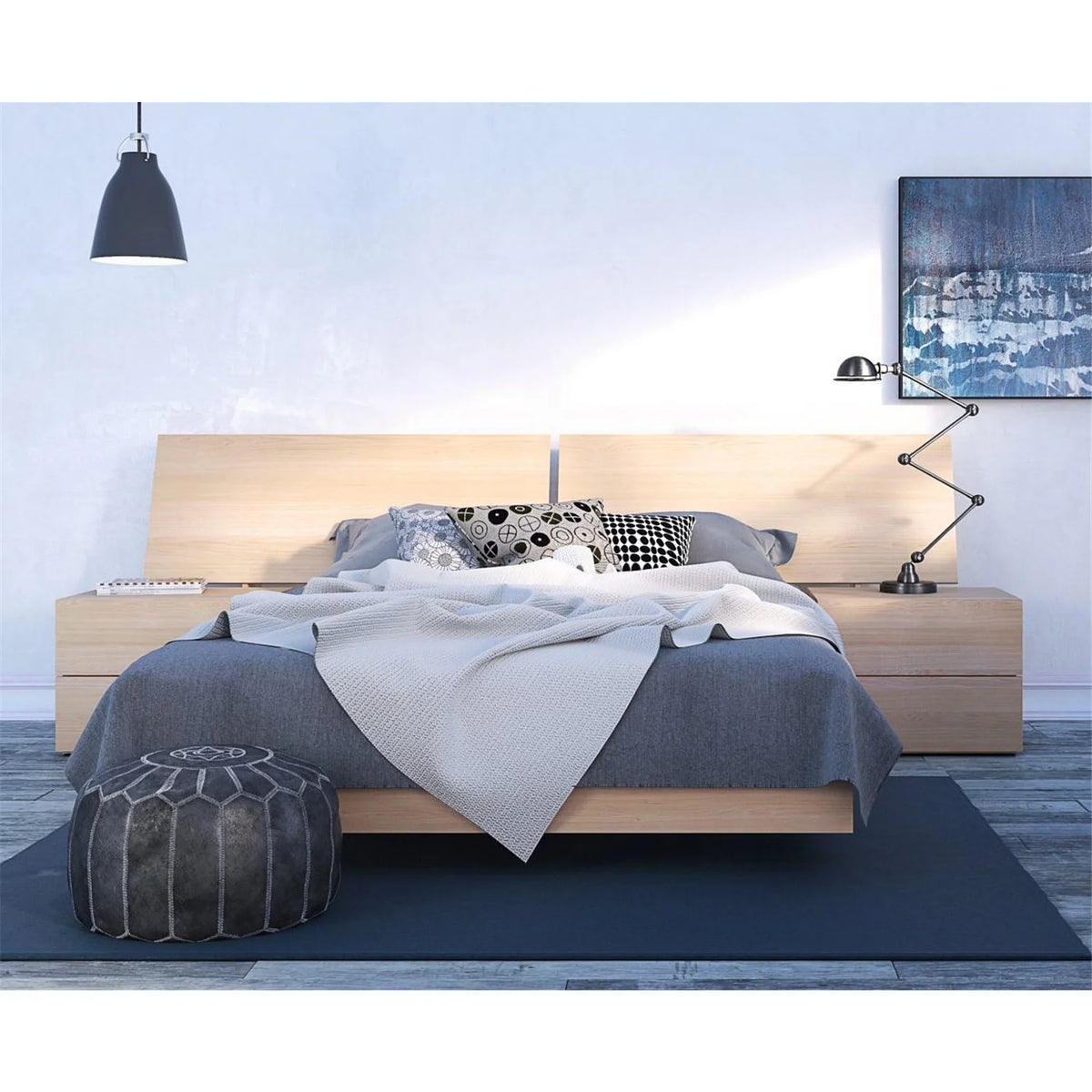 Queen Size Bedroom Bundle Natural Maple G7495