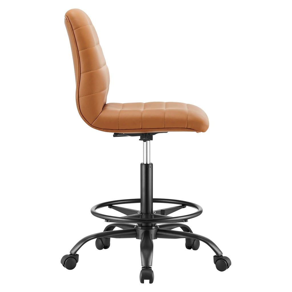 Black Tan Vegan Leather Drafting Chair H4179