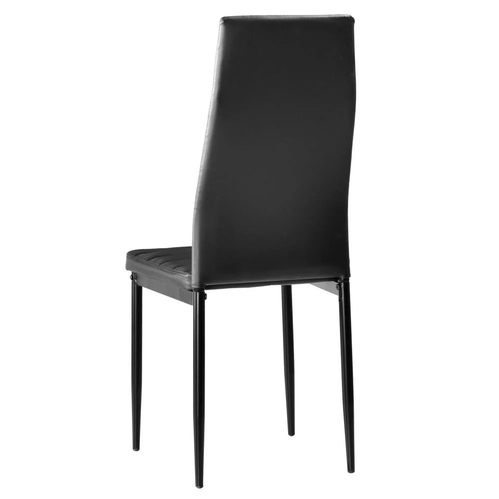 6 Pc High Back PU Leather Dining Chairs Black E2037