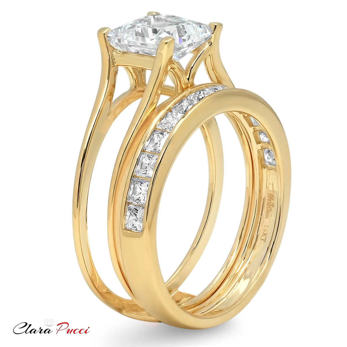 18K Yellow Gold Solitaire Bridal Set SZ 3.5 D594726