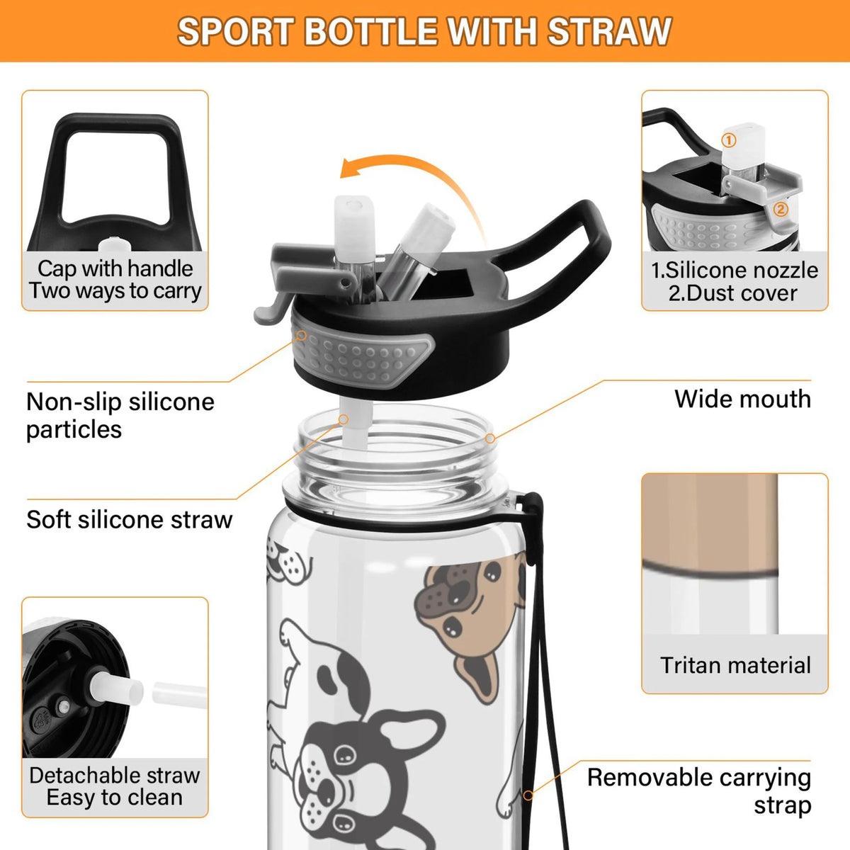 32oz Leakproof Tritan Water Bottle with Straw N79933